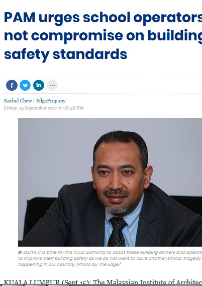 PAM urges school operators to not compromise on building safety standards
