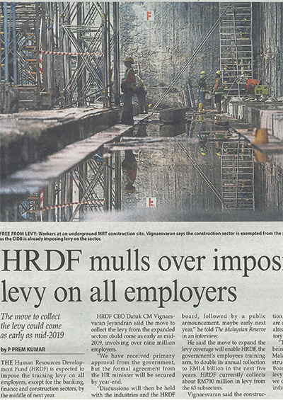 HRDF mulls over imposing levy on all employers 